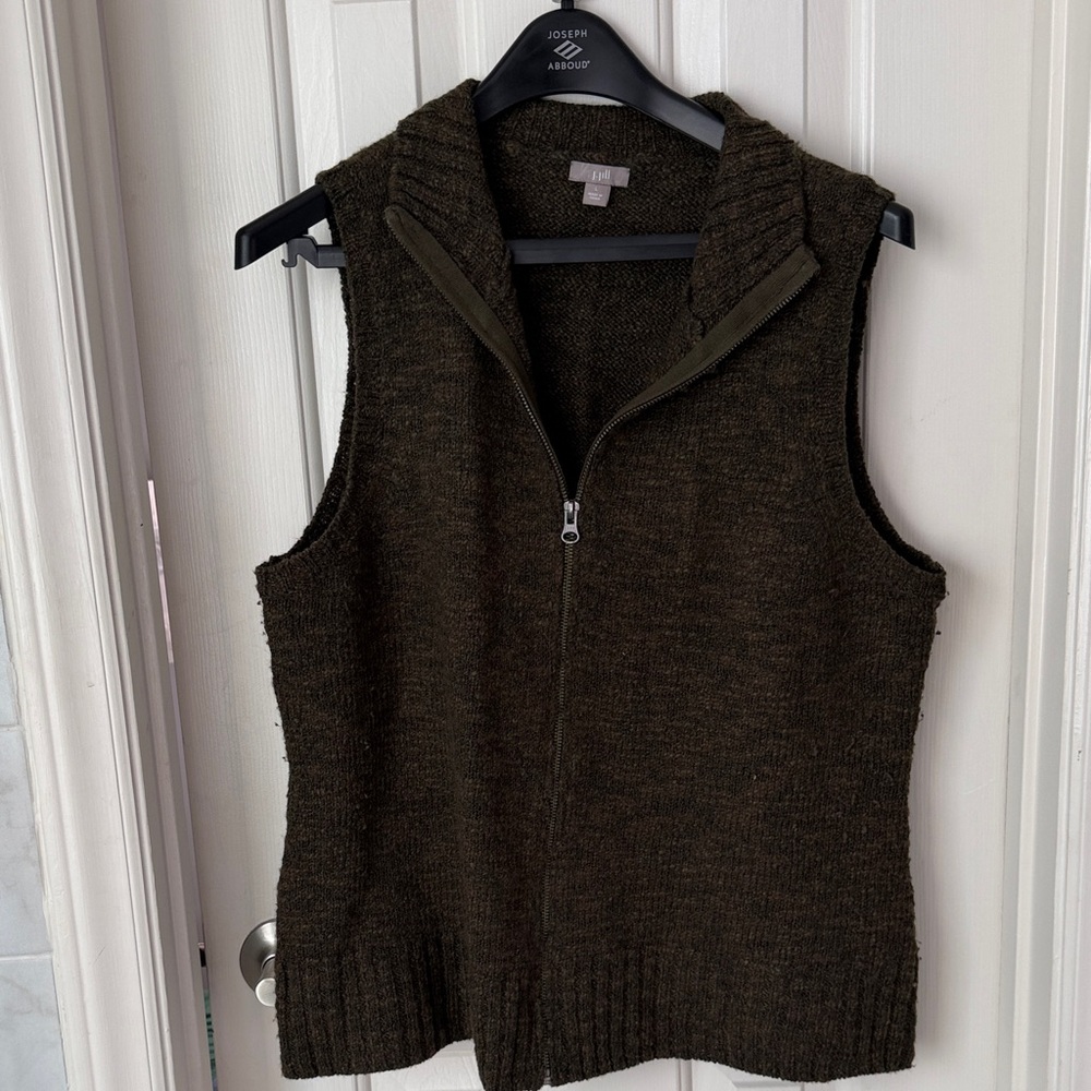 Brown and Green Sleeveless Wool Alpaca blend Sweater Vest, Large - Picture 4 of 10